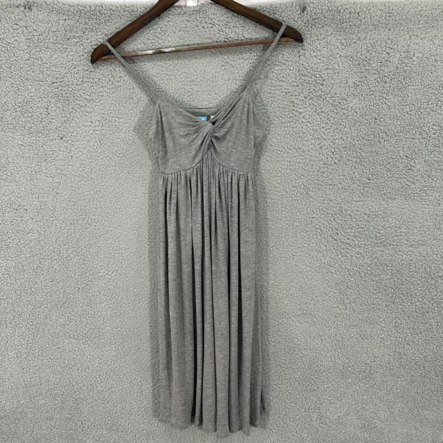 Barneys New York Coop womens dress XS gray midi v neck sleeveless sun slip