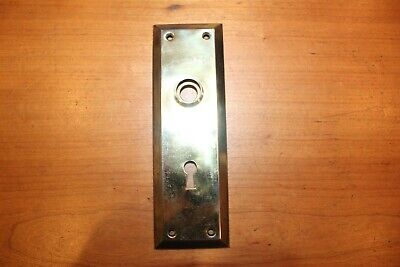 Antique Brass Plated Rectangular Single Door Knob Keyhole Escutcheon Plate S-152