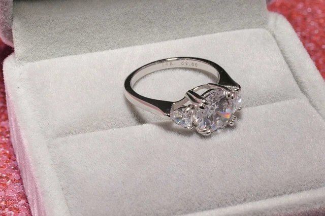 2ct Round Cut Moissanite Diamond Solitaire Ring 14K White Gold Plate Size 9.5