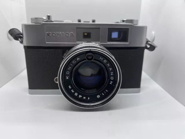 Konica C35 35mm Rangefinder Film Camera & Hexanon 45mm Lens