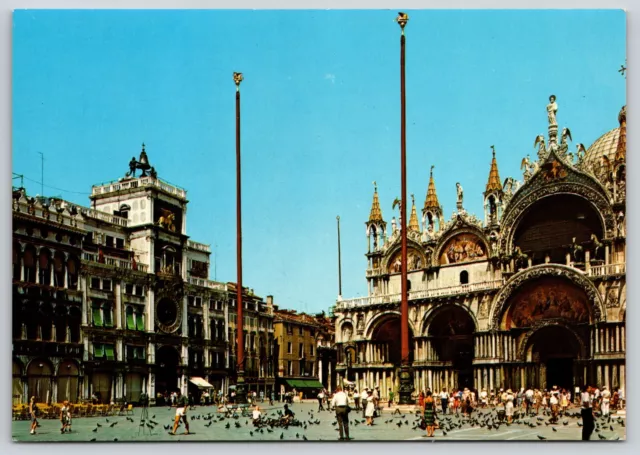 Postcard Saint Marcus Square The Clock Tower Venice Italy