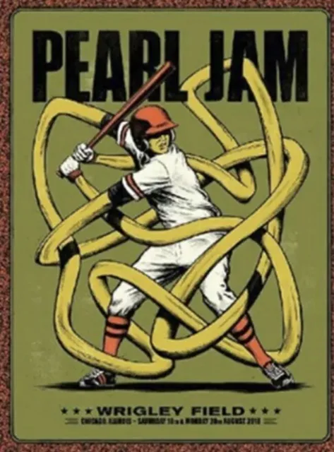 Pearl Jam 2018 Wrigley Field Chicago Poster Andrew Fairclough Baseball Concert