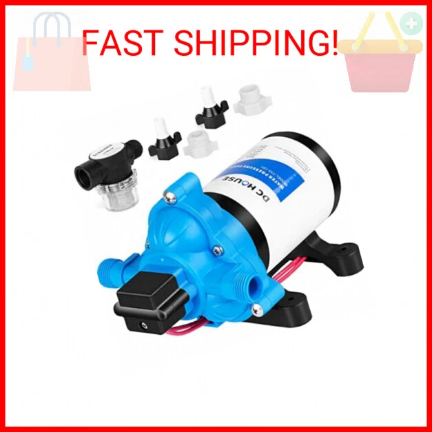DC HOUSE RV Water Pump 12V Quiet 3.5GPM 45PSI, 12Volt Water Pressure Diaphragm P