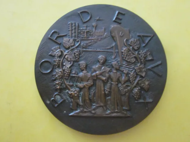 Grosse Medaille Bronze Bordeaux Ville D Art Bronze Graveur Raymond Tschudin Rare