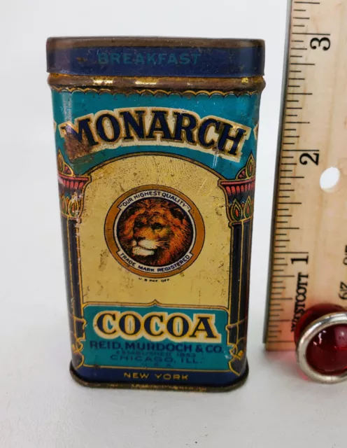 Vintage Monarch Cocoa "Free Sample" Tin Can, Reid, Murdoch & Co., Chicago, IL