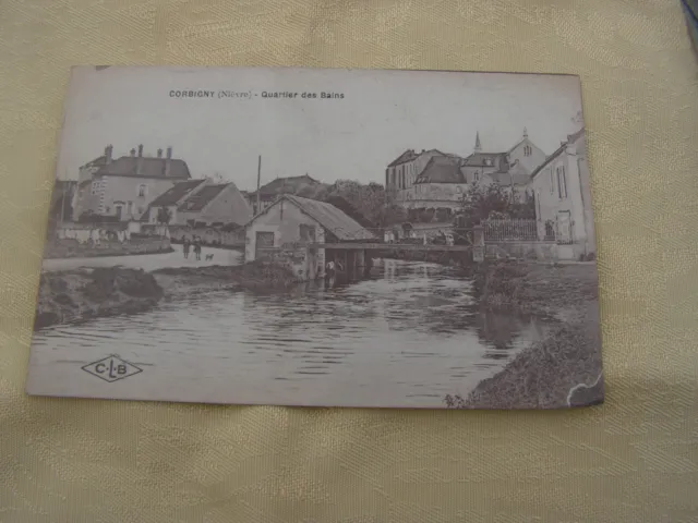 carte postale   corbigny   vers 1900  quartier les bains