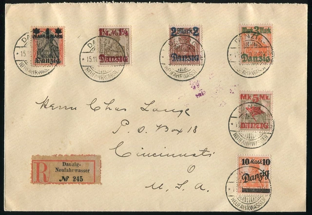 as5) Danzig Germania MiNr 43II AF I Brief ATTEST KW €2000+ einwandfrei