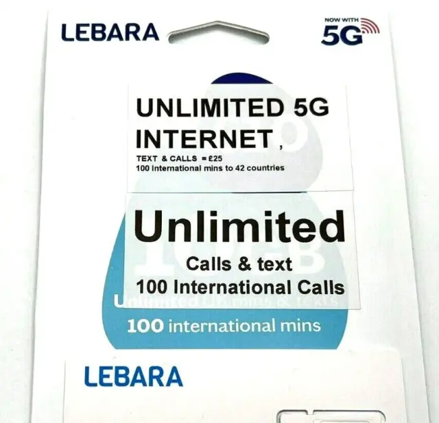 Lebara Mobile SIM Card PAY AS YOU GO SEALED 4G 5G Data Trio Sim nano mini PAYG