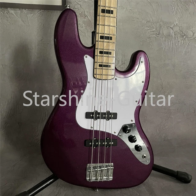 PURPLE JAZZ BASS Electric Guitar Maple Fretboard Chrome Part White