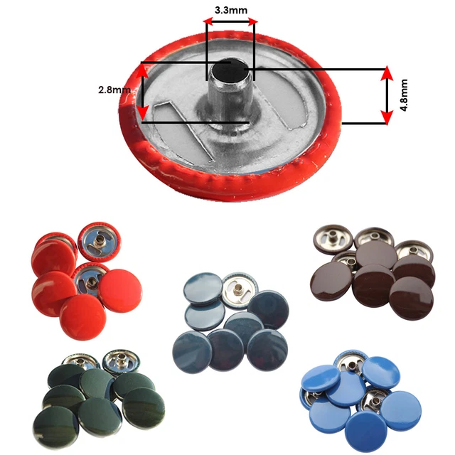 4 Parte Piccolo 15mm Bottoni Automatici Colore Tappi per Fai Abbigliamento Borse 2