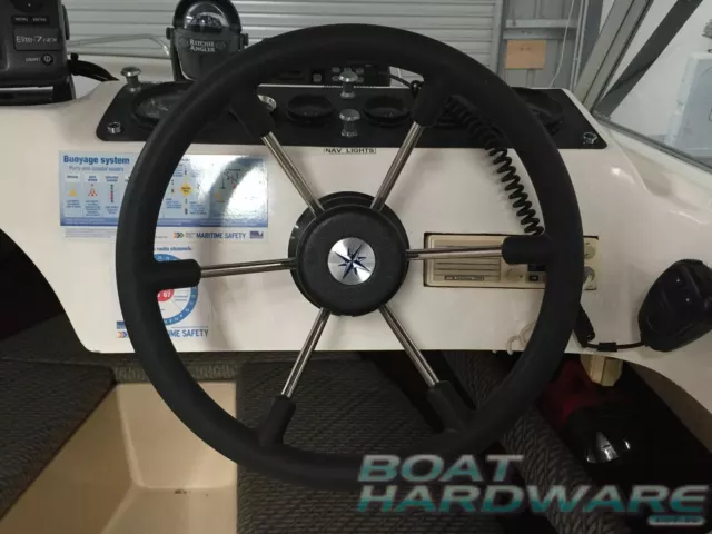 Boat Steering Wheel 6 Spoke Dished 360mm Made in Italy Marine Stainless Steel