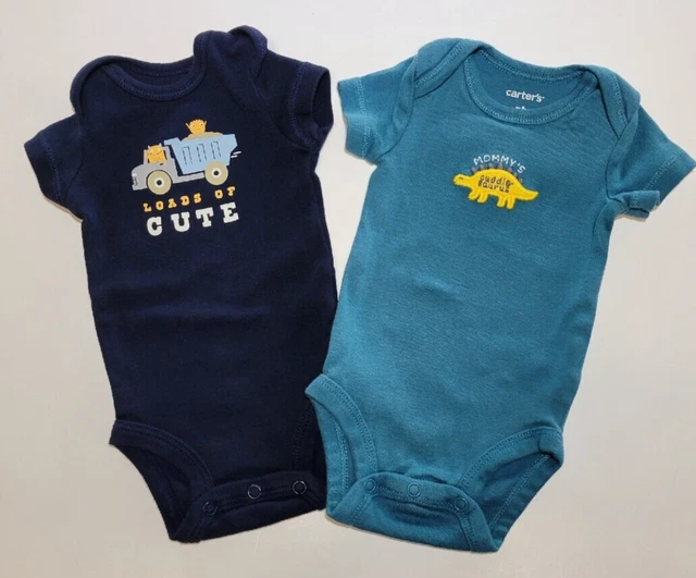 Carters One Piece Bodysuits Baby Boy Size Newborn Lot of 2 Short Sleeve