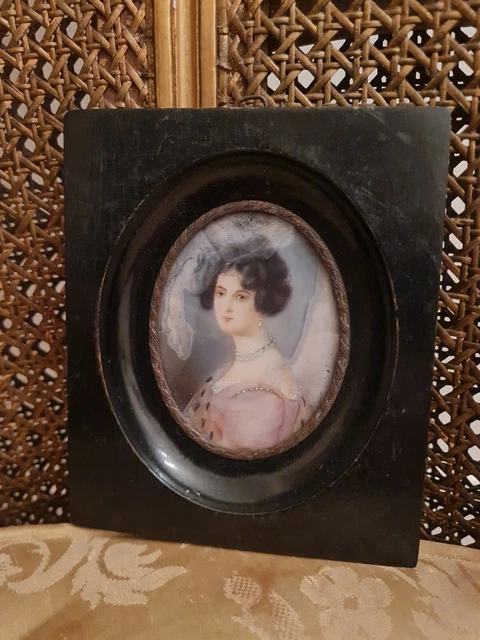 PEINTURE MINIATURE portrait de femme époque Empire Napoléon 1er EUR 469