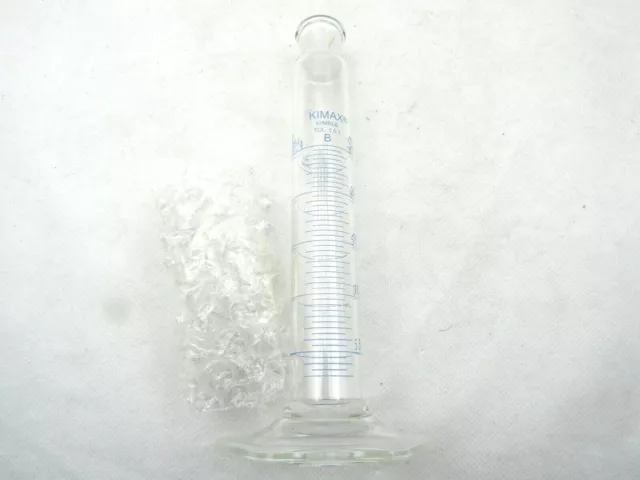 Kimble Kimax Glass TC 25mL Graduated Mixing Cylinder w/ #13 Stopper 20040-25