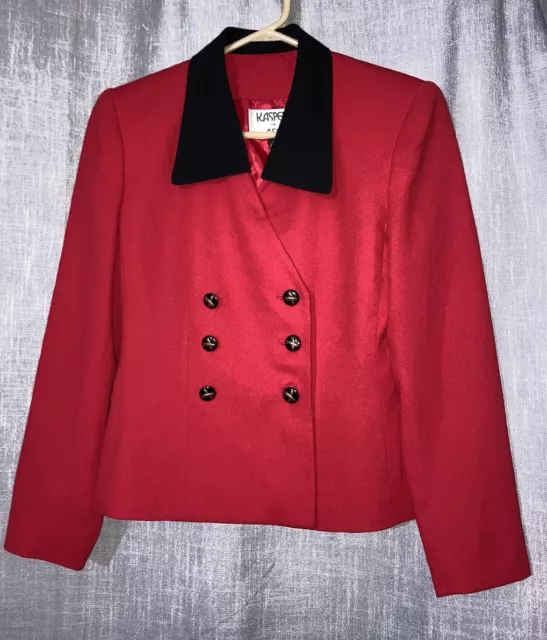 kasper for asl Vintage blazer red with black collar size 4