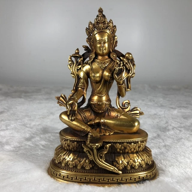 Chinese Exquisite Handmade Guanyin Gilt Bronze Statue