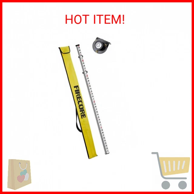 Firecore 9-Foot Aluminum Grade Rod - 10ths, 3 Sections Telescopic with Bubble Le