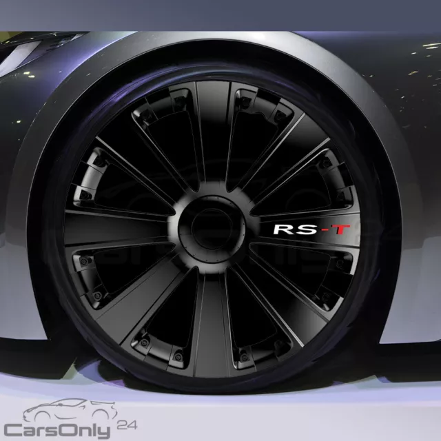 4x RADKAPPEN RST BLACK 16 ZOLL RADZIERBLENDEN RS-T SCHWARZ SPORTLICHER DESIGN