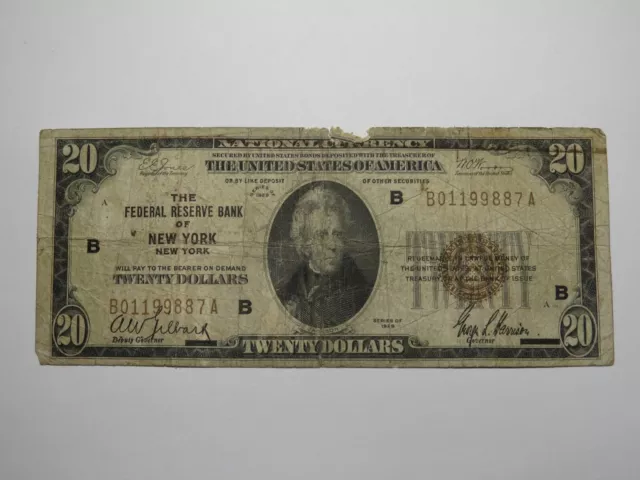 $20 1929 New York City NY National Currency Note Federal Reserve Bank Note Bill