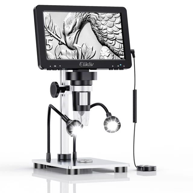 Microscopio Digitale BEBANG 4,3” LCD 1000x Con 8 LED Regolabili – 1080P, Supporto PC, Scheda SD 32GB Inclusa