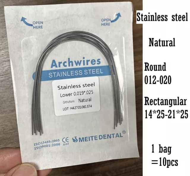 Dental Orthodontic Arch wire Stainless Steel S.S Round Rectangular Natural Form