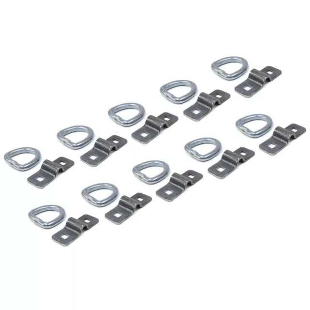 10-Pack 3/8" Steel D Rings & Brackets Tie Down Rope Flatbed Trailer Camper RV