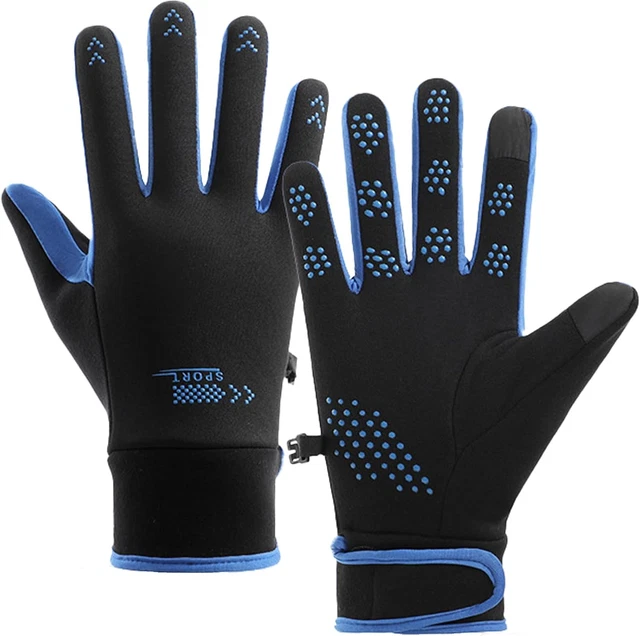 Guanti da Ciclismo Invernali, Guanti Caldi Impermeabili con Touch Screen a Dita Intere per Uomo e Donna (Argento & Nero, L