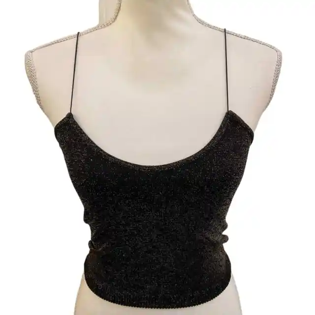 Intimately Free People Black Lace Cami Cropped Tank Top Sleeveless Small