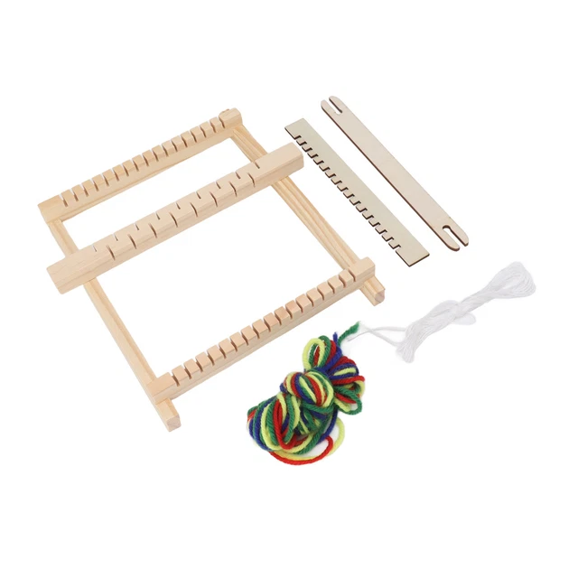 Kit Métier à Tisser En Bois - Ensemble Complet Avec Navette, Peigne Et 12 Pelotes De Laine - Activité Manuelle Dès 5 Ans - Créatif Et Éducatif
