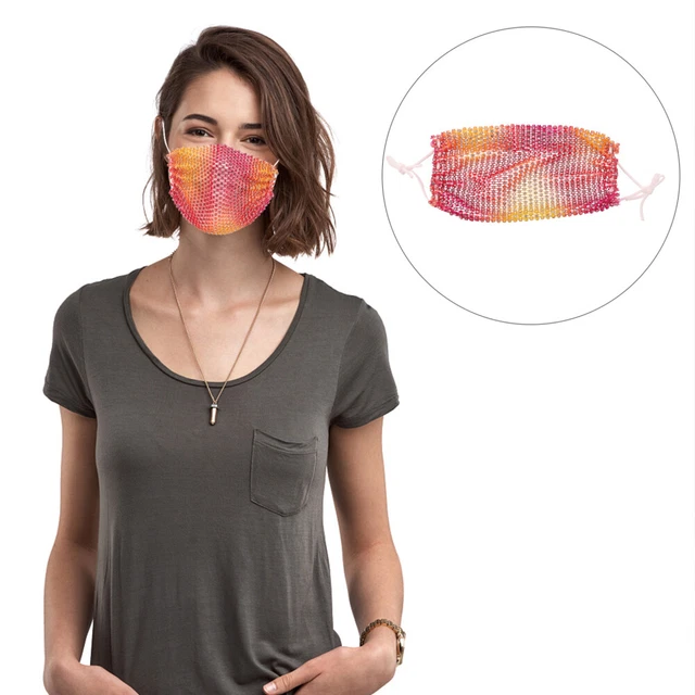 Belly Dance Face Veil Fishnet Style Mask Color Mask Drill Rhinestone Decor Trend