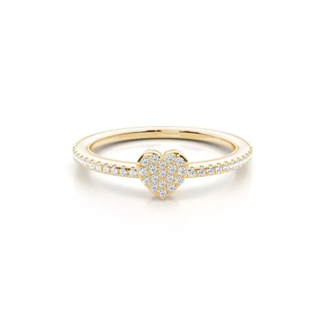 Heart Shape Natural Diamond Solid Yellow & White Gold 9K 18K Gold Promise Ring