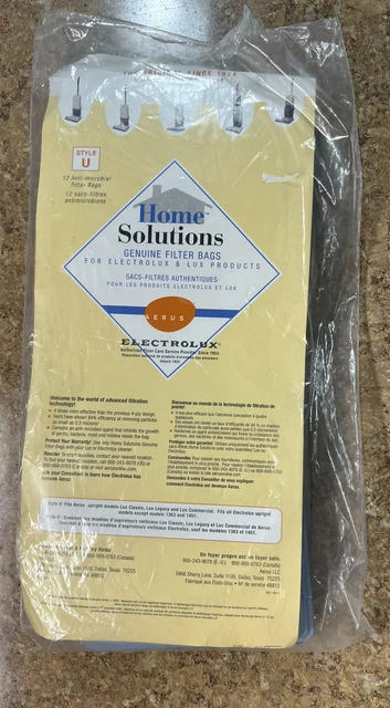 11 Home Solution Style U Vacuum Filter Bag For Electrolux Aerus 1363 & 1451