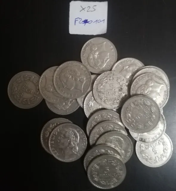 Lot monnaies françaises 25 pièces 5 Francs Lavrillier Nickel