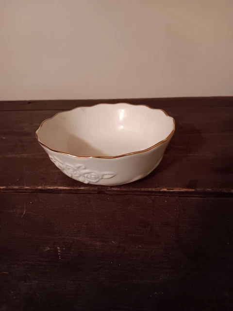 Lenox Rose Blossom Bowl 24 Kt Gold Scalloped Edge 5.5" China