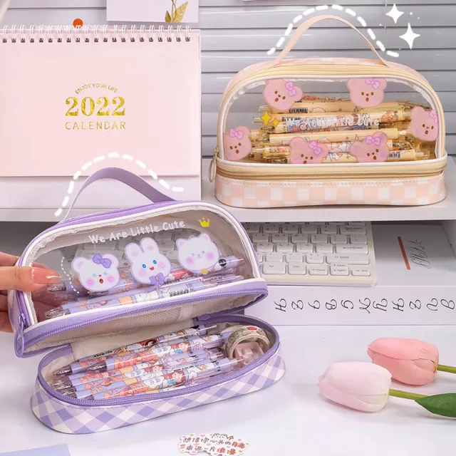 Double Cute Transparent Pen Case