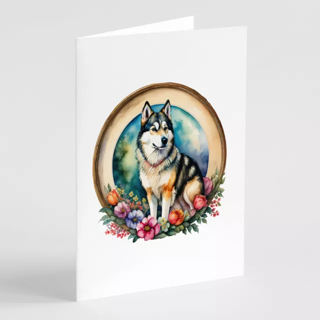 Alaskan Malamute Flowers Greeting Cards Envelopes Pack of 8 DAC2076GCA7P