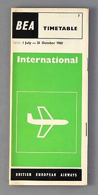 Bea British European Airways International Airline Timetable Summer 1960 No.7