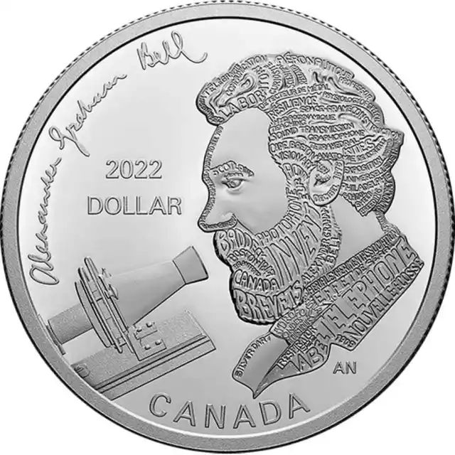 Canada Canadian 1 $ Dolar Dollar Plata Silver Argent Proof 2022 Graham Bell