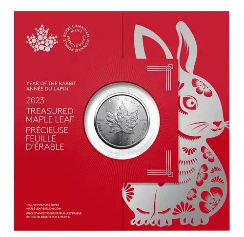 2023 CANADA $5 YEAR OF THE RABBIT Treasured Maple Leaf .9999 1oz Silver Coin