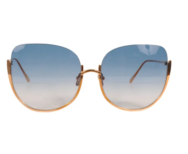 Linda Farrow Womens Kennedy C6 Oversized Sunglasses Gold Blue Gradient Glasses
