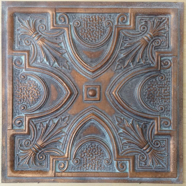 Faux tin Ceiling tiles antique weather copper decor wall panels PL11 10pcs/lot