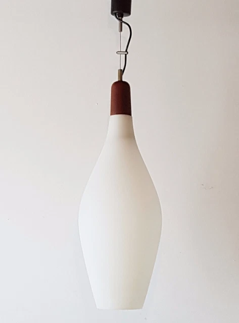 Exceptionnel Suspension Lustre Geant Scandinave 1960 Teck & Verre Vintage 60'S