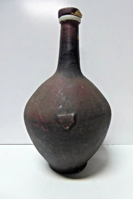 Vintage Pottery Japanese Porcelain Pottery Sake Bottle Lacquered Paper Overlay