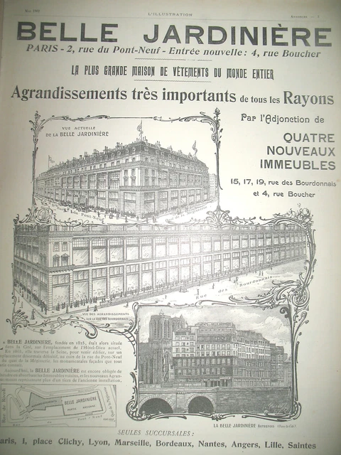 Publicite De Presse Belle Jardiniere La Plus Grande Maison De Vetements Ad 1902