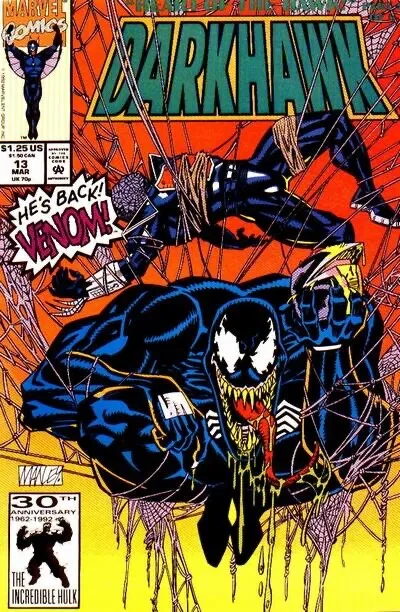 DARKHAWK #13 F/VF, Venom, Direct Marvel Comics 1992 Stock Image