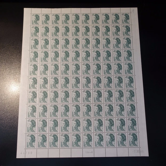 FEUILLE SHEET TIMBRE MARIANNE LIBERTÉ DELACROIX N°2178 x100 1985 NEUF ** MNH EUR 12,00 PicClick FR