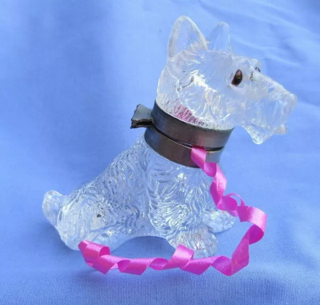 Scottish Terrier Inkwell Czechoslovakia Glass Scotty Dog Figurine Marked