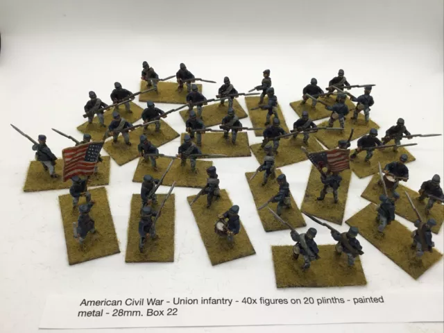 Wargaming - Guerra civile americana - Fanteria dell'Unione - Dipinto in metallo - 28 mm