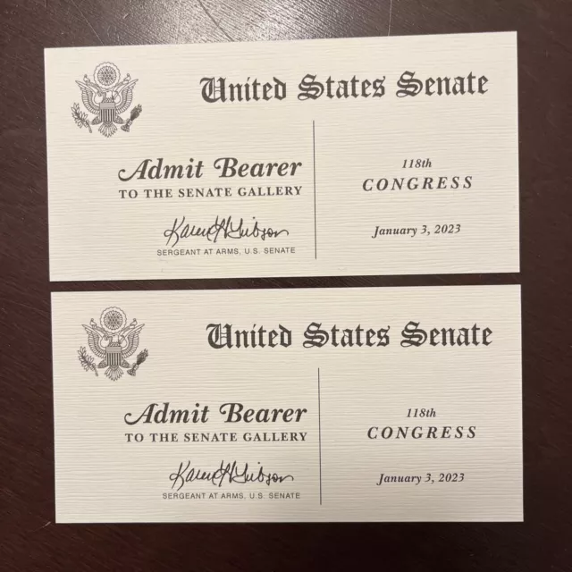 US Senate Gallery Tickets Jan 3, 2023, 118th Congress Collectors!!!