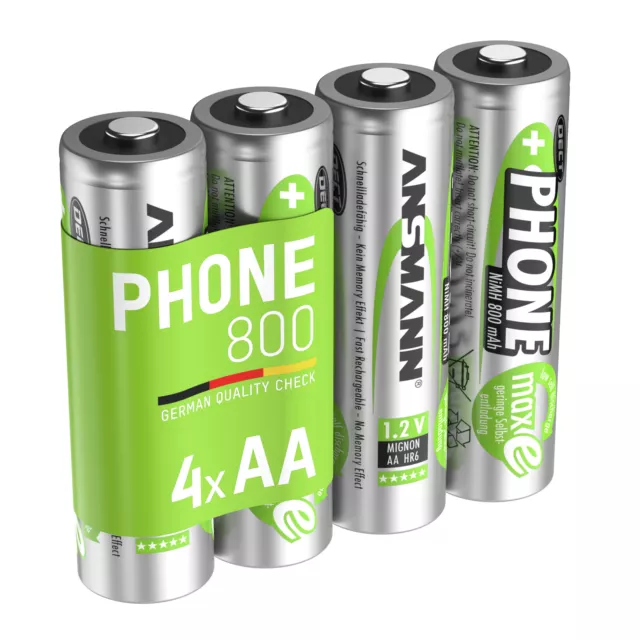 4x ANSMANN DECT NiMH Akku Mignon AA 800mAh maxE HR6 5030902